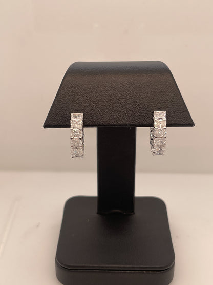 2.40 CTTW Radiant Lab Diamond Huggies Earring 14k White Gold (F Color and VS2 Clarity)