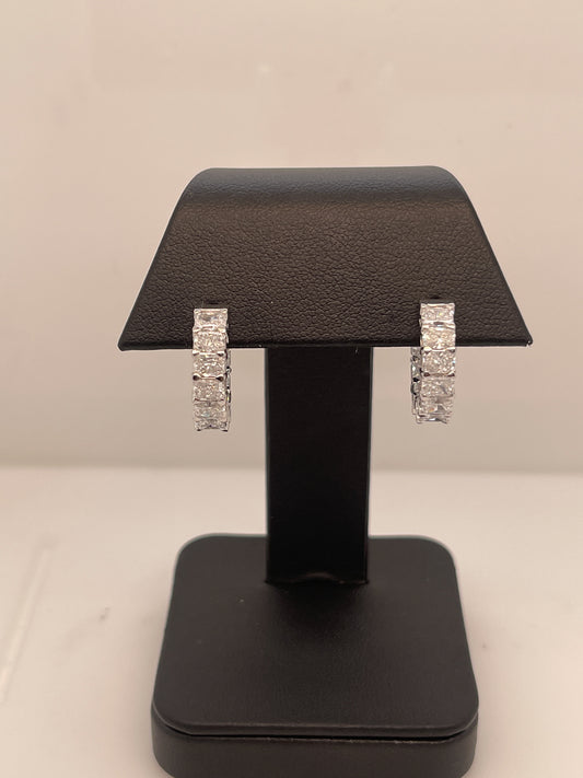 2.40 CTTW Radiant Lab Diamond Huggies Earring 14k White Gold (F Color and VS2 Clarity)