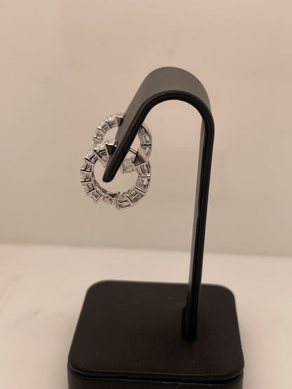 2.40 CTTW Radiant Lab Diamond Huggies Earring 14k White Gold (F Color and VS2 Clarity)