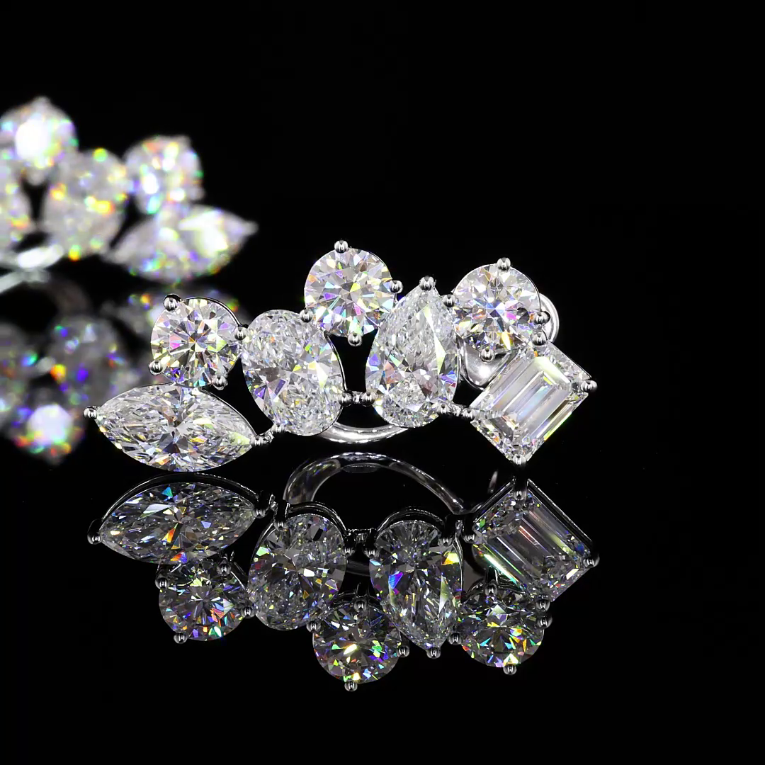 5.90 CTTW MIX Lab Diamond Crawler Earring (F Color and VS1 Clarity)