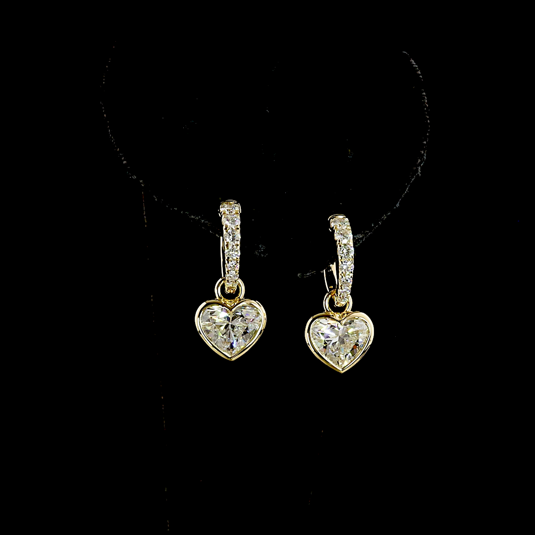 4.15 CTTW Heart Lab Diamond Hanging Earring (F Color and VS1 Clarity)