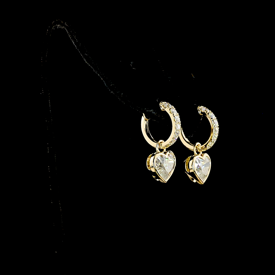 4.15 CTTW Heart Lab Diamond Hanging Earring (F Color and VS1 Clarity)
