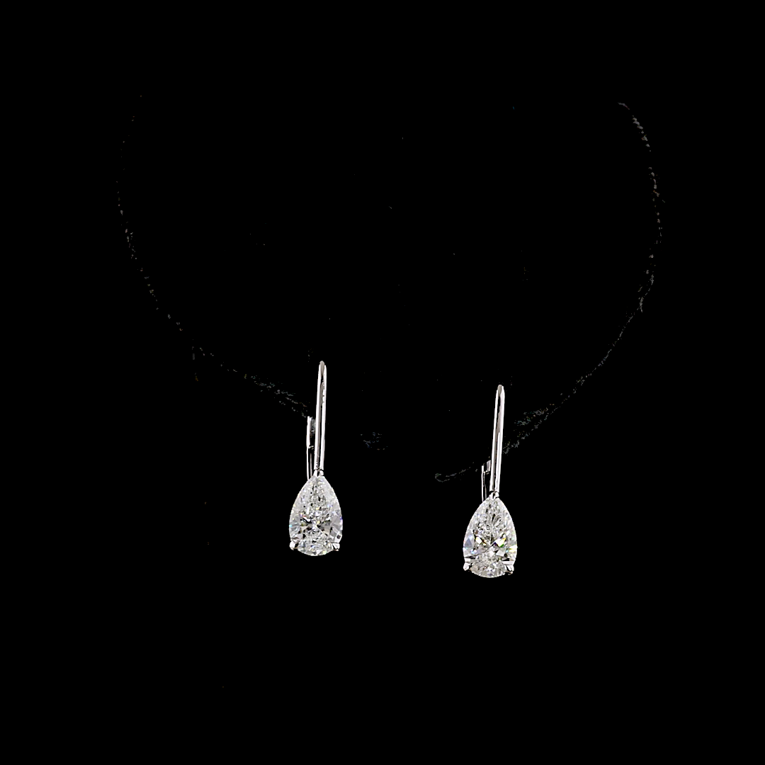 0.99 CTTW Pear Lab Diamond Hanging Earring (E Color and VS1 Clarity)