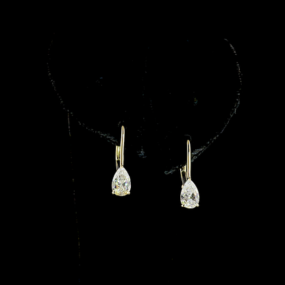 1.08 CTTW Pear Lab Grown Diamond Hanging Earring Size 18.4 (E Color and VS1 Clarity)