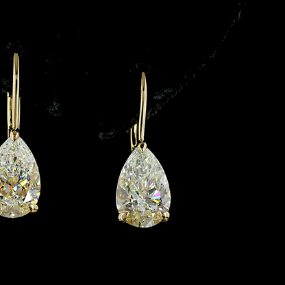 3.14 CTTW Pear Lab Grown Diamond Hanging Earring Size 19.6 (F Color and VS2 Clarity)