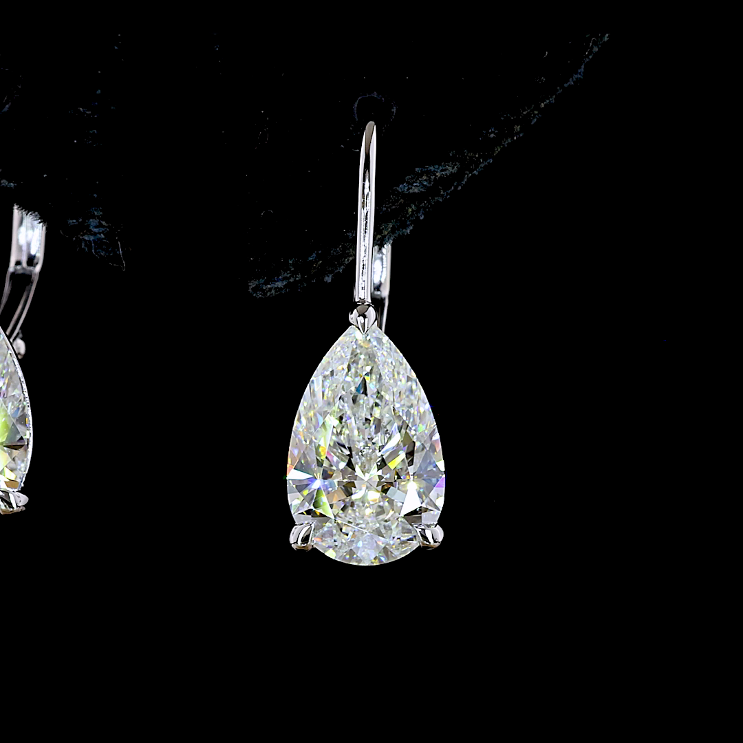4.21 CTTW Pear Lab Grown Diamond Hanging Earring Size 22 (F Color and VS1 Clarity)