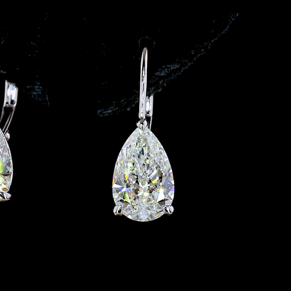 4.21 CTTW Pear Lab Grown Diamond Hanging Earring Size 22 (F Color and VS1 Clarity)
