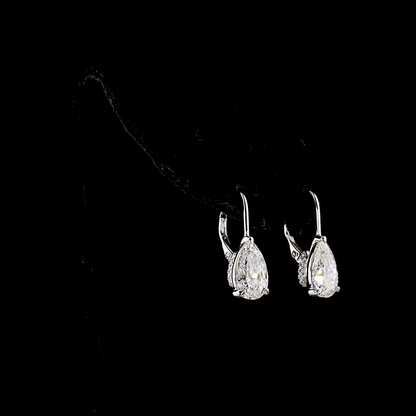 4.21 CTTW Pear Lab Grown Diamond Hanging Earring Size 22 (F Color and VS1 Clarity)