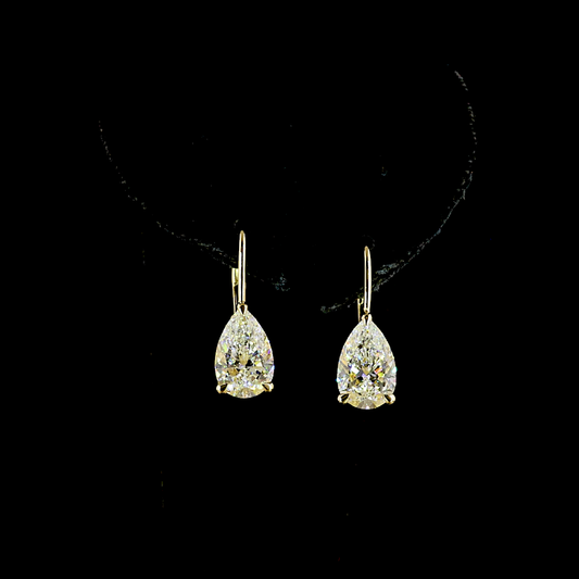 4.19 CTTW Pear Lab Diamond Hanging Earring (F Color and VS1 Clarity)