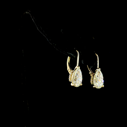 4.19 CTTW Pear Lab Diamond Hanging Earring (F Color and VS1 Clarity)