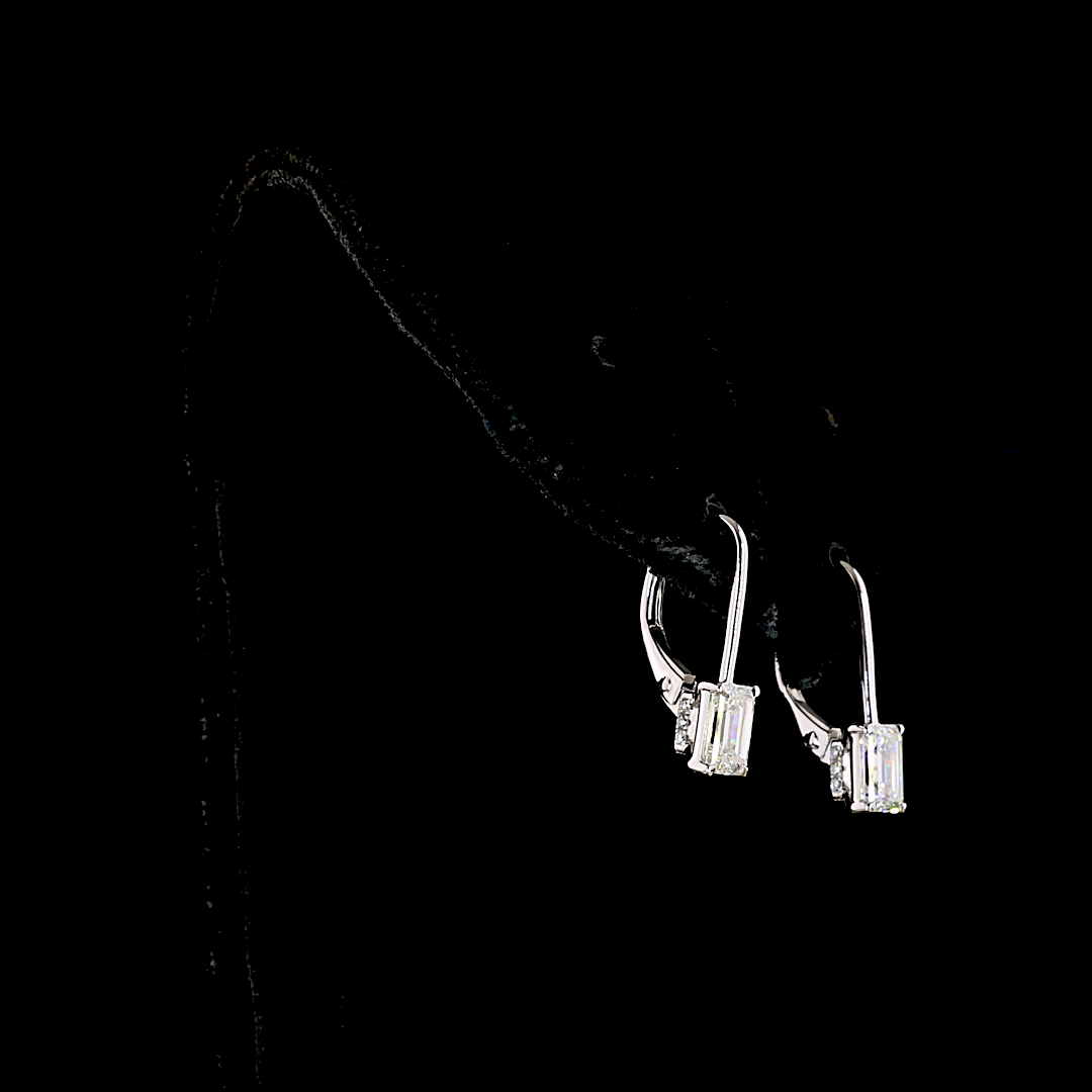 1.10 CTTW Emerald Lab Grown Diamond Hanging Earring Size 17.75 (E Color and VS Clarity)