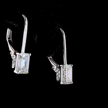 1.10 CTTW Emerald Lab Grown Diamond Hanging Earring Size 17.75 (E Color and VS Clarity)