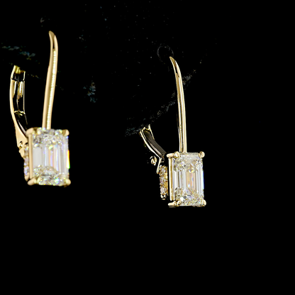 1.09 CTTW Emerald Lab Grown Diamond Hanging Earring Size 17.75 (E Color and VS Clarity)