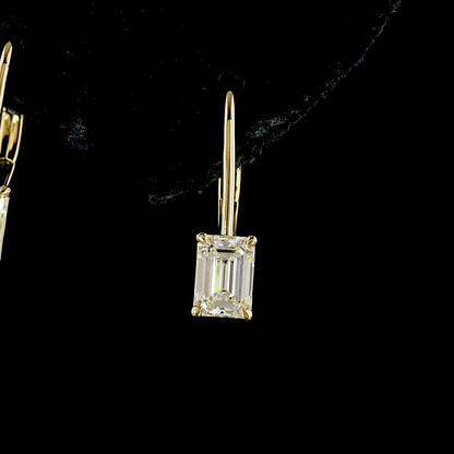 1.12 CTTW Emerald Lab Grown Diamond Hanging Earring Size 17.75 (E Color and VS Clarity)