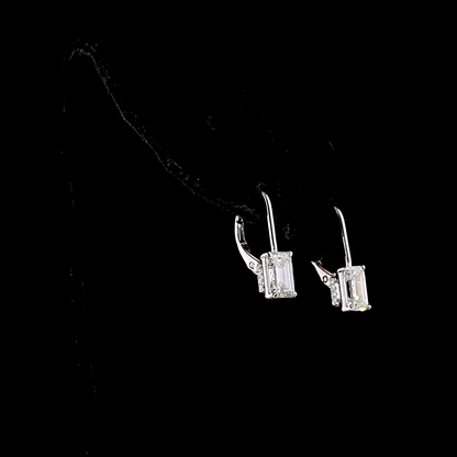 2.11 CTTW Emerald Lab Diamond Hanging Earring (F Color and VVS2 Clarity)