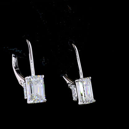 2.11 CTTW Emerald Lab Diamond Hanging Earring (F Color and VVS2 Clarity)