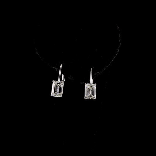 3.17 CTTW Emerald Lab Diamond Hanging Earring (F Color and VS1 Clarity)