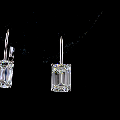 3.17 CTTW Emerald Lab Grown Diamond Hanging Earring Size 18.4 (F Color and VS1 Clarity)