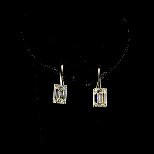 3.16 CTTW Emerald Lab Diamond Hanging Earring (F Color and VVS2 Clarity)