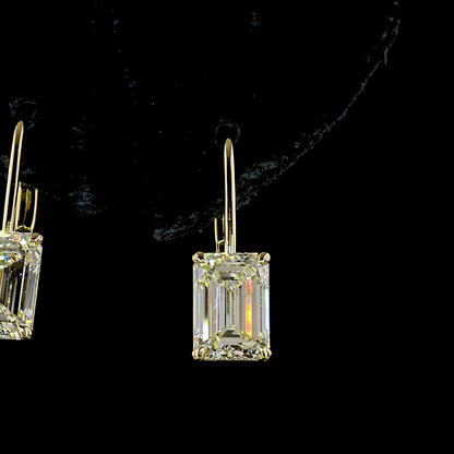 3.16 CTTW Emerald Lab Grown Diamond Hanging Earring Size 18.4 (F Color and VVS2 Clarity)