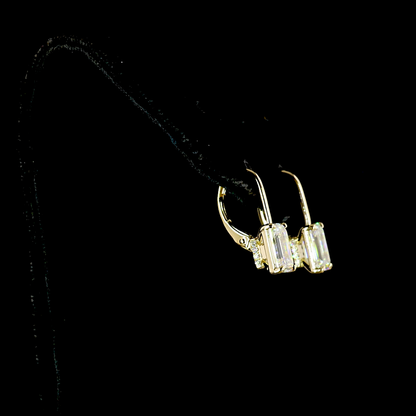 3.16 CTTW Emerald Lab Grown Diamond Hanging Earring Size 18.4 (F Color and VVS2 Clarity)