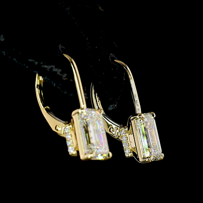 3.16 CTTW Emerald Lab Grown Diamond Hanging Earring Size 18.4 (F Color and VVS2 Clarity)
