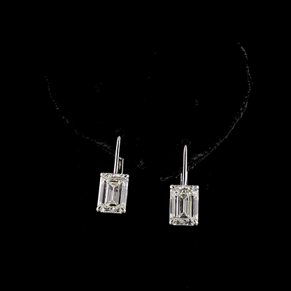 4.22 CTTW Emerald Lab Diamond Hanging Earring (E Color and VVS2 Clarity)