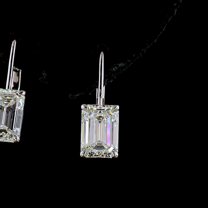 4.22 CTTW Emerald Lab Diamond Hanging Earring (E Color and VVS2 Clarity)