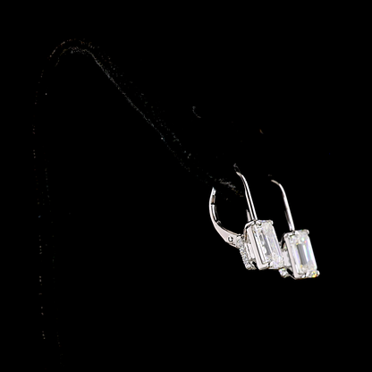 4.22 CTTW Emerald Lab Diamond Hanging Earring (E Color and VVS2 Clarity)