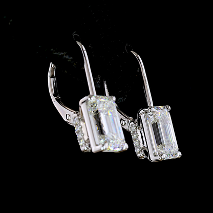 4.22 CTTW Emerald Lab Diamond Hanging Earring (E Color and VVS2 Clarity)
