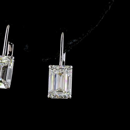 4.21 CTTW Emerald Lab Grown Diamond Hanging Earring Size 20.5 (F Color and VS1 Clarity)
