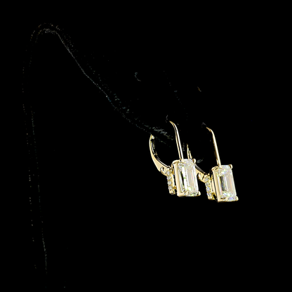 4.18 CTTW Emerald Lab Diamond Hanging Earring (F Color and VS1 Clarity)