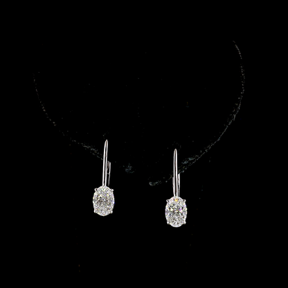 1.14 CTTW Oval Lab Grown Diamond Hanging Earring Size 18.4 (E/D Color and VS1 Clarity)