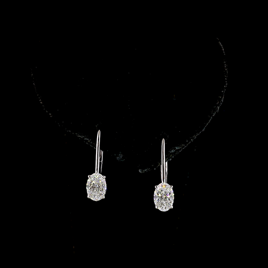 1.14 CTTW Oval Lab Diamond Hanging Earring (E Color and VS1 Clarity)