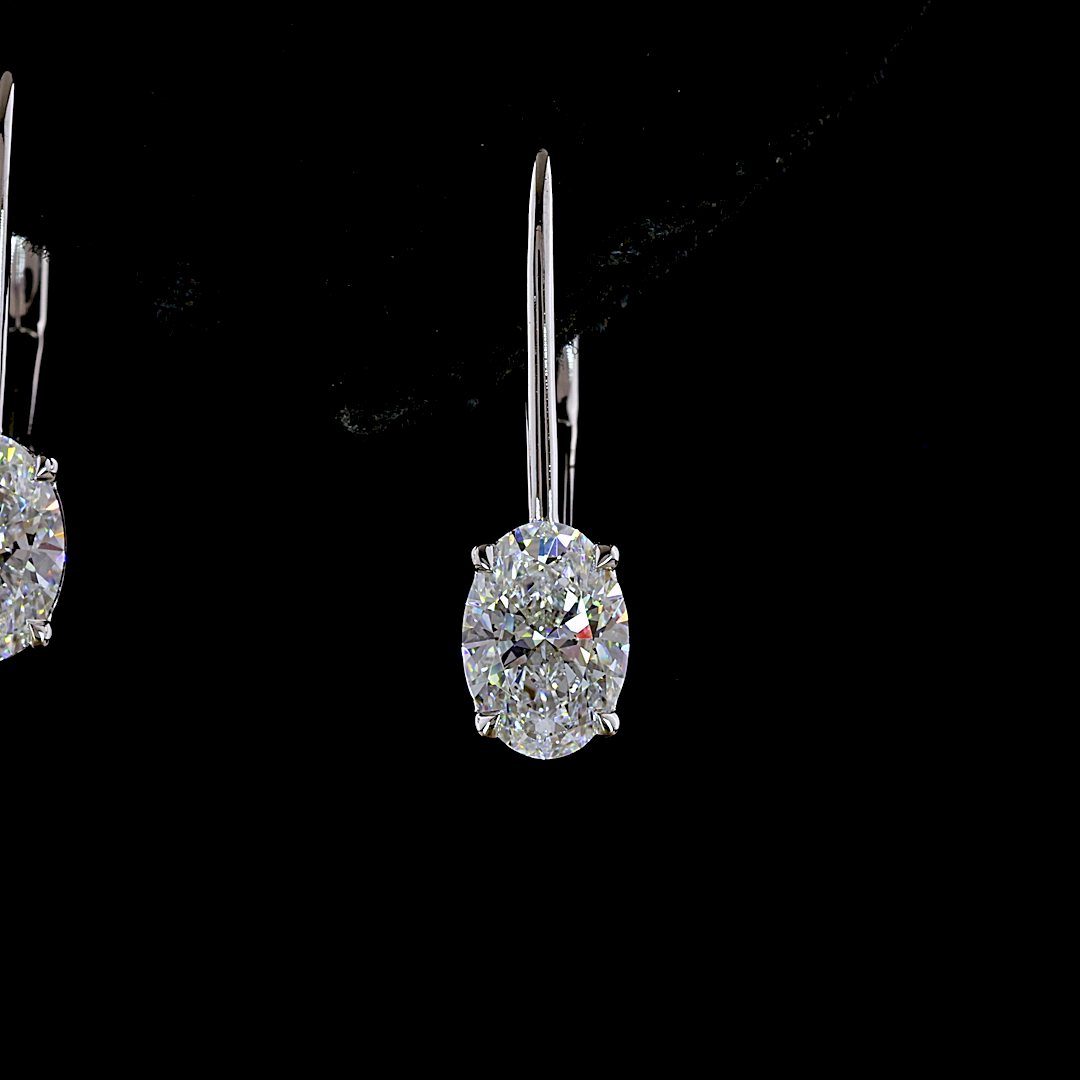 1.14 CTTW Oval Lab Grown Diamond Hanging Earring Size 18.4 (E/D Color and VS1 Clarity)