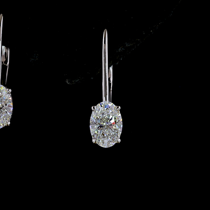 1.14 CTTW Oval Lab Grown Diamond Hanging Earring Size 18.4 (E/D Color and VS1 Clarity)