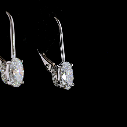 1.14 CTTW Oval Lab Grown Diamond Hanging Earring Size 18.4 (E/D Color and VS1 Clarity)