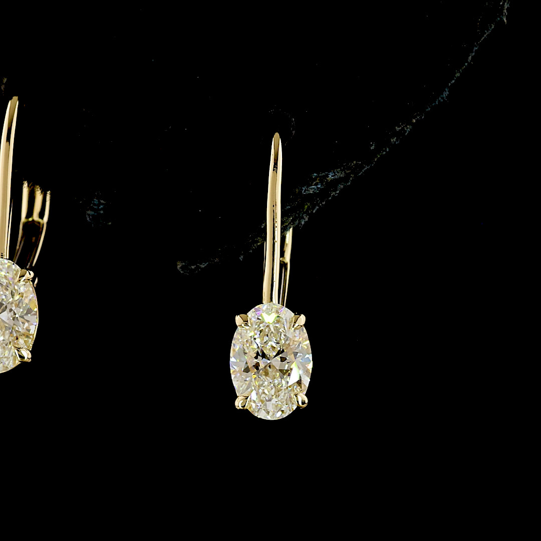 1.12 CTTW Oval Lab Diamond Hanging Earring (F/E Color and VVS2/VS/VS1 Clarity)