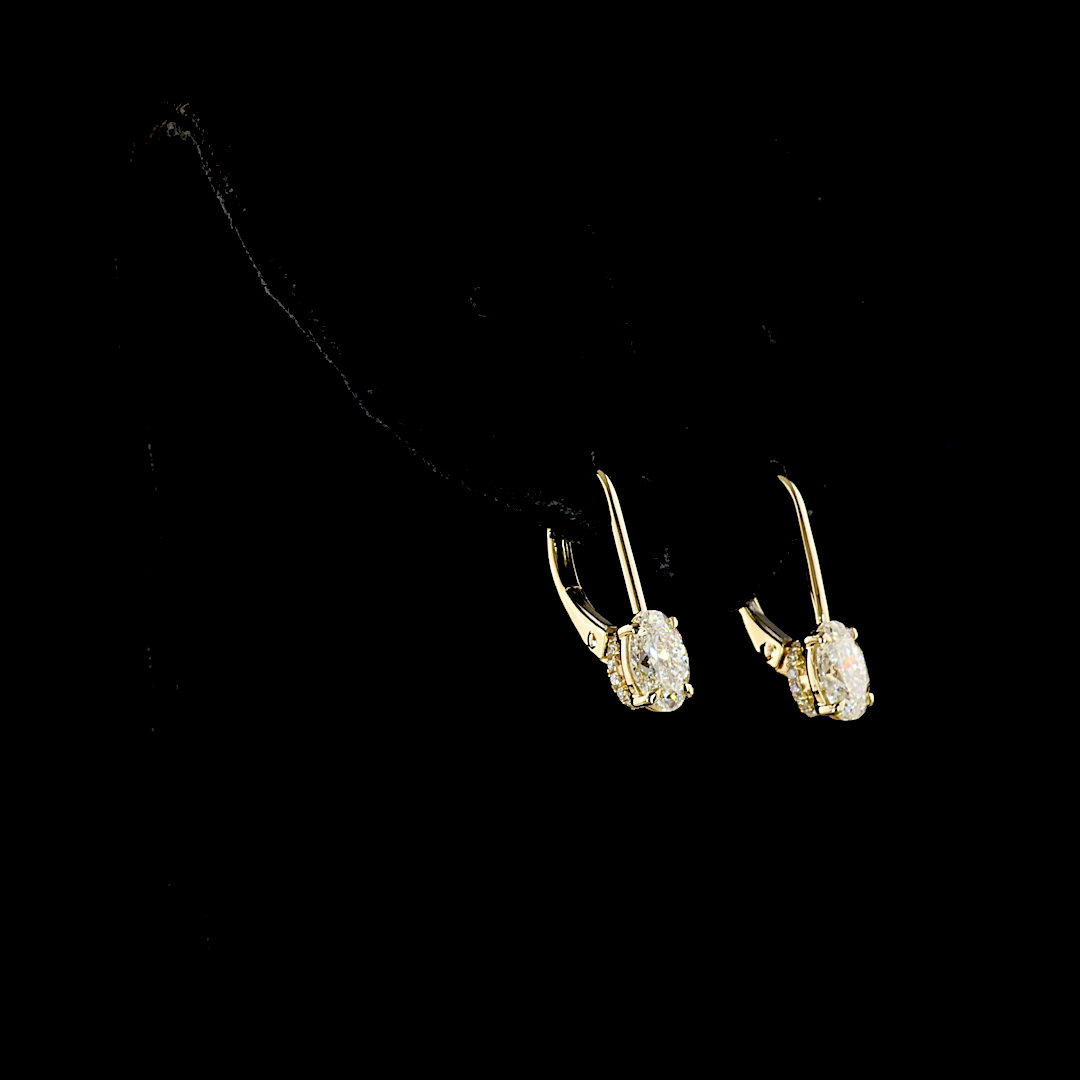 1.12 CTTW Oval Lab Diamond Hanging Earring (F/E Color and VVS2/VS/VS1 Clarity)