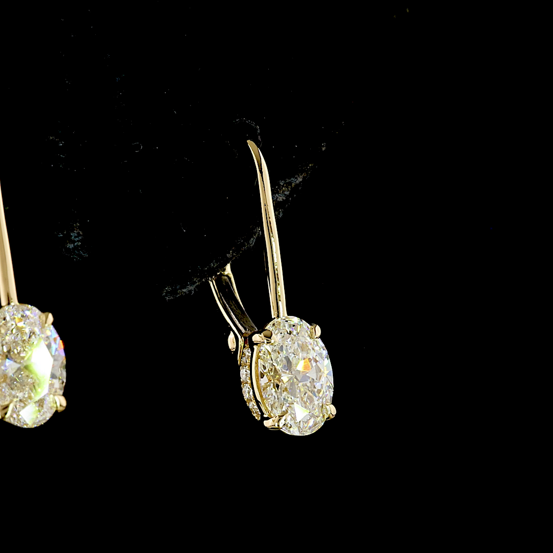 1.12 CTTW Oval Lab Diamond Hanging Earring (F/E Color and VVS2/VS/VS1 Clarity)