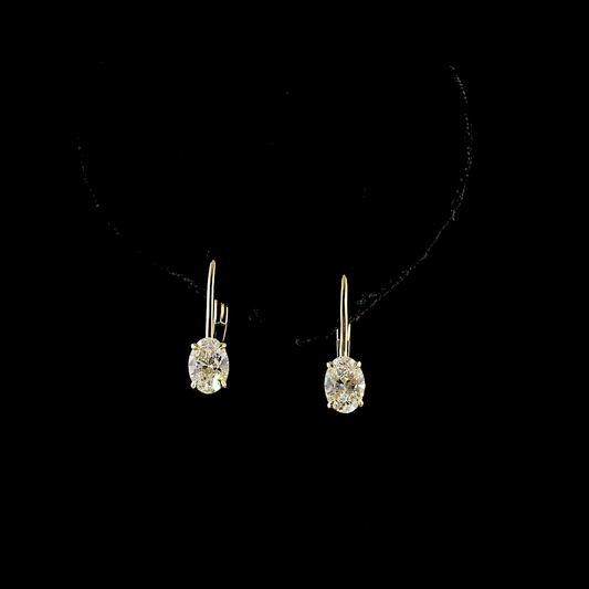 1.13 CTTW Oval Lab Diamond Hanging Earring (E Color and VS1 Clarity)