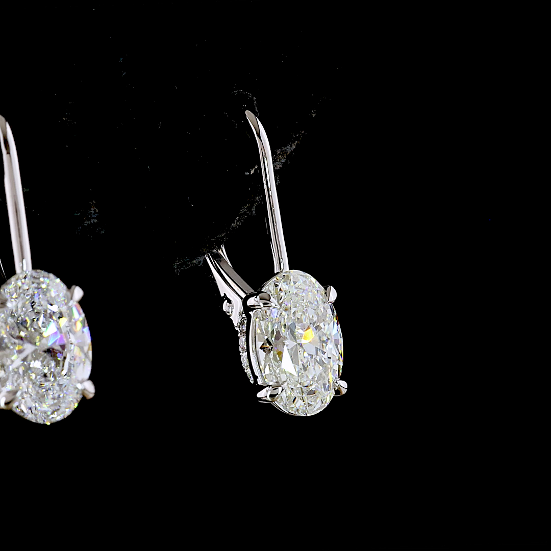 2.13 CTTW Oval Lab Diamond Hanging Earring (E Color and VS1 Clarity)