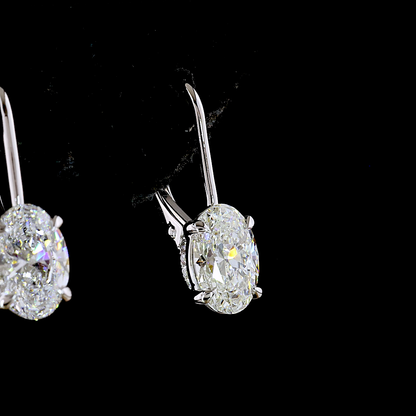 2.13 CTTW Oval Lab Diamond Hanging Earring (E Color and VS1 Clarity)
