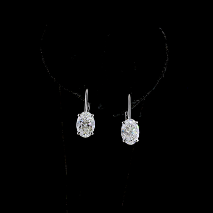 3.18 CTTW Oval Lab Diamond Hanging Earring (E Color and VS1 Clarity)