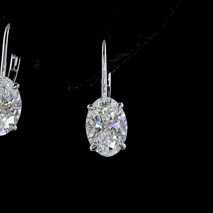 3.18 CTTW Oval Lab Diamond Hanging Earring (E Color and VS1 Clarity)