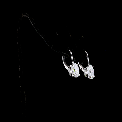 3.18 CTTW Oval Lab Diamond Hanging Earring (E Color and VS1 Clarity)