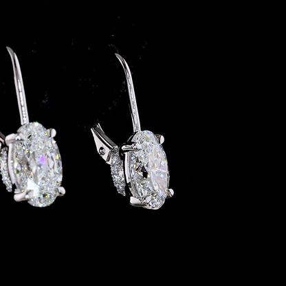 3.18 CTTW Oval Lab Diamond Hanging Earring (E Color and VS1 Clarity)