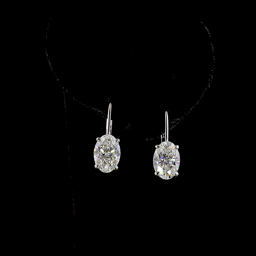 4.16 CTTW Oval Lab Diamond Hanging Earring (F/E Color and VS1 Clarity)