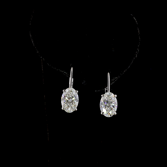 4.16 CTTW Oval Lab Diamond Hanging Earring (F Color and VS1 Clarity)