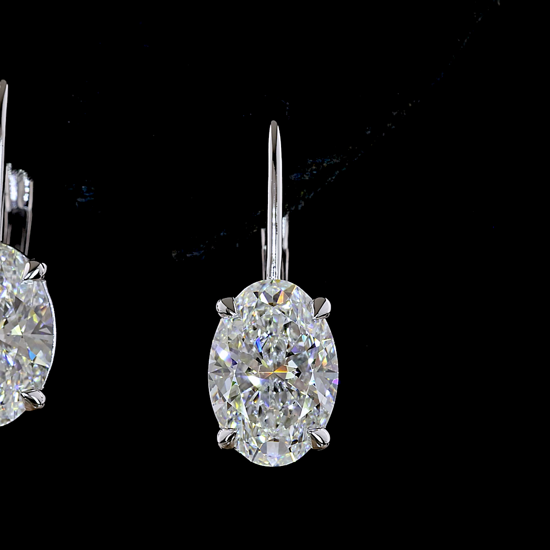 4.16 CTTW Oval Lab Diamond Hanging Earring (F/E Color and VS1 Clarity)